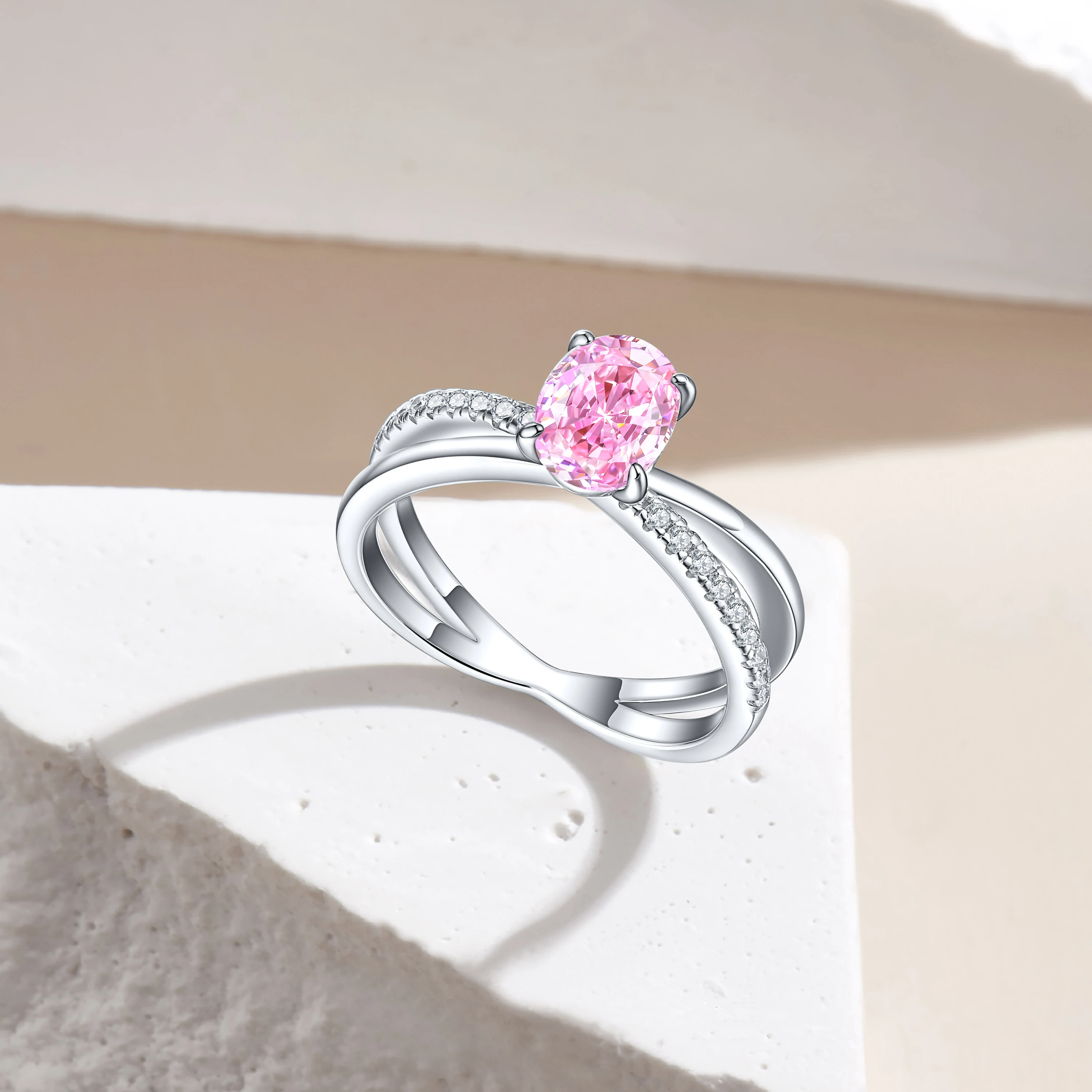 Luxury Fine Jewellery 8a Cubic Zirconia 925 Sterling Silver Women Simple Colored Ring Jewelry Lady Rhodium 18k Gold Plated