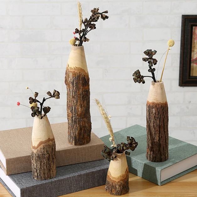 Пасторальный стиль Товары для дома свадебная розовая ваза для украшения дома, декорированные деревянные вазы для цветов
