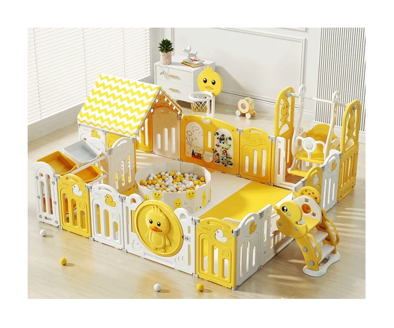 factory  customizable indoor playpen Plastic Foldable fence safety children  fence with gate and house  For Baby  and toddler