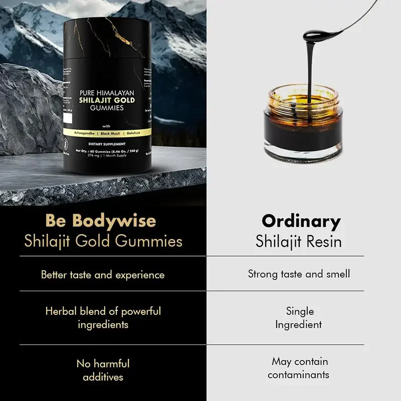 Gold Shilajit Gummy Candy Dietary Fiber Pure Himalayan Organic Shilajit Fudge Healthcare Supplement Shilajeet Gummies
