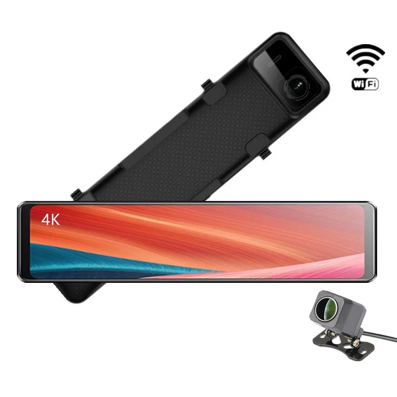 4K 12 дюймов ЖК-дисплей 2160P спереди 1080P Wi-Fi 170 широкоугольный двойной приборная панель камера рекордер автомобильный