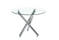 Luxury Italian popular furniture clear tempered glass top and metal chromed legs dining table living room furniture Hot selling