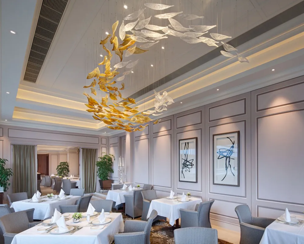 Роскошная хрустальная современная лампа на заказ, модная декоративная люстра в виде кленового листа для отеля, клуба, банкетного зала