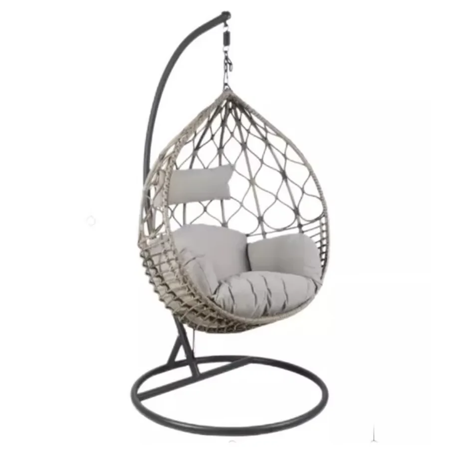 Wholesale outdoor Patio garden hanging egg chair modern steel frame egg swing chair rattan hanging egg swing chair
