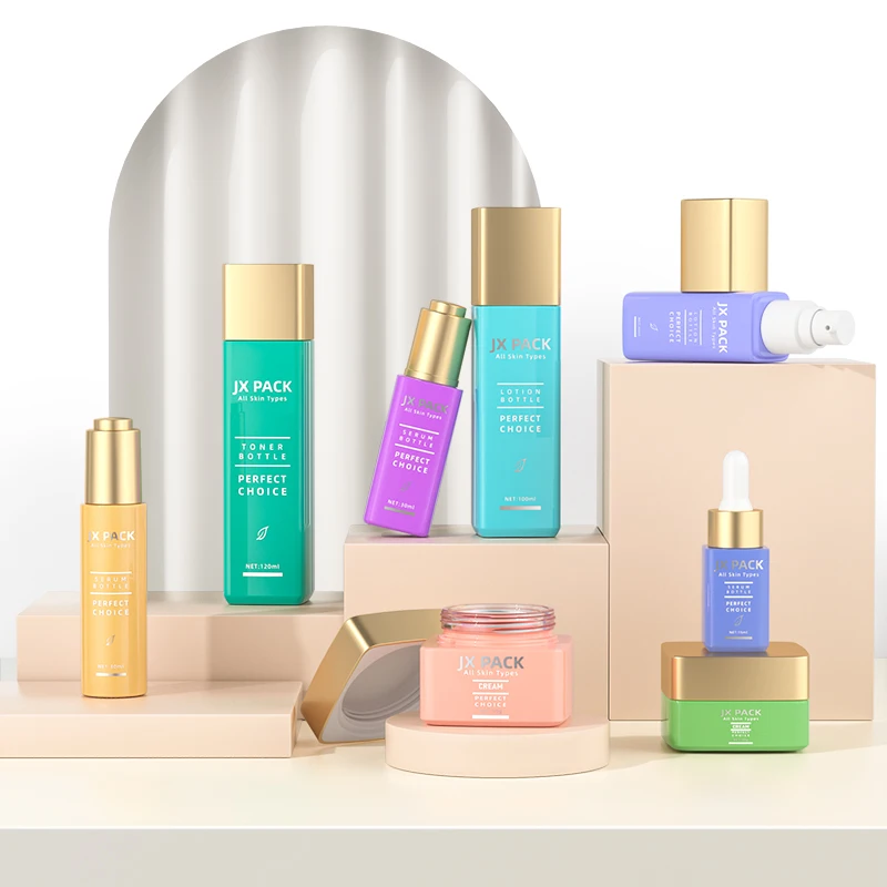 matte square glass jar rectangle glass bottle flint glass bottle serum set skin care containers luxury white cosmetic