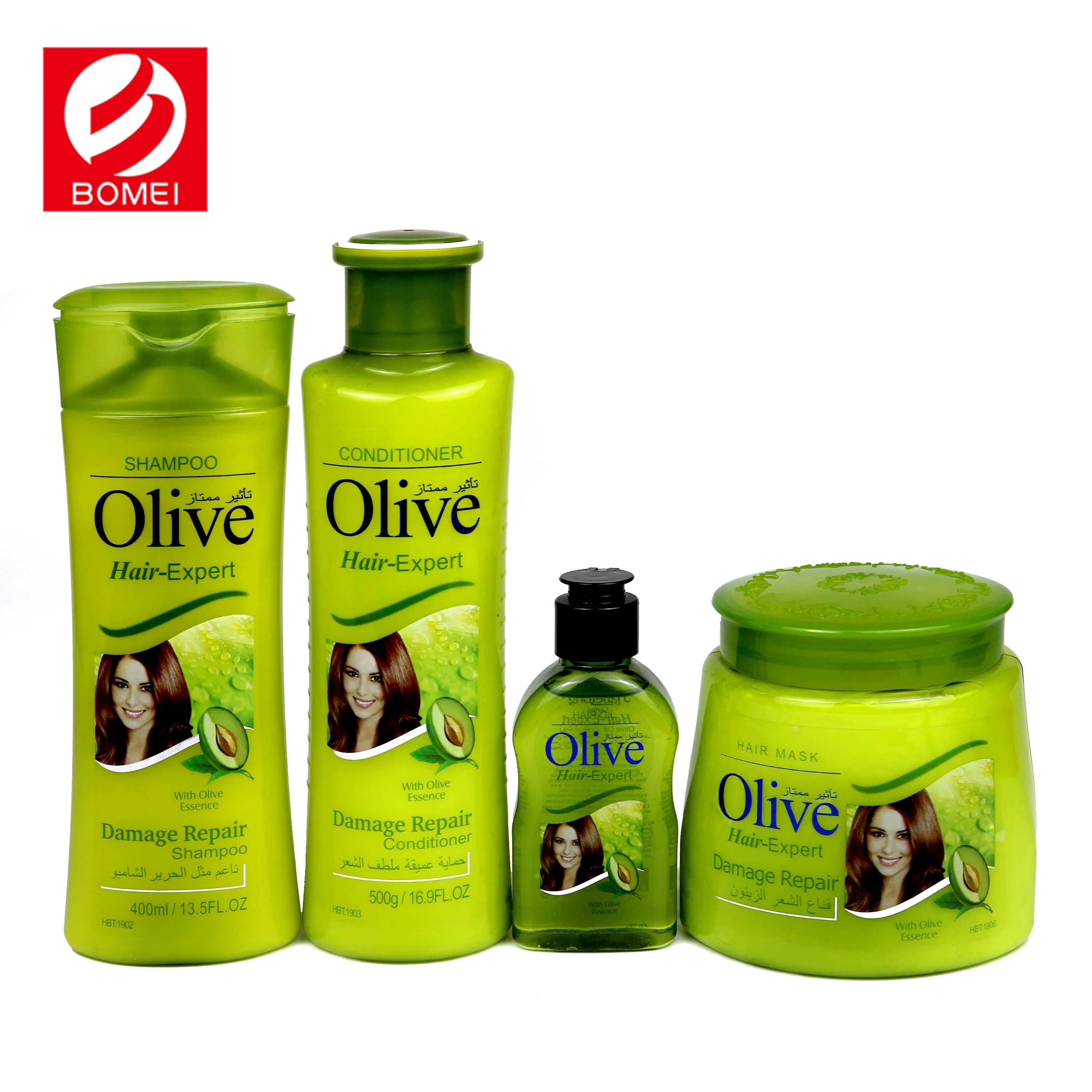 
Private label olive essence damage repairing shampoo and conditioner mask set 
