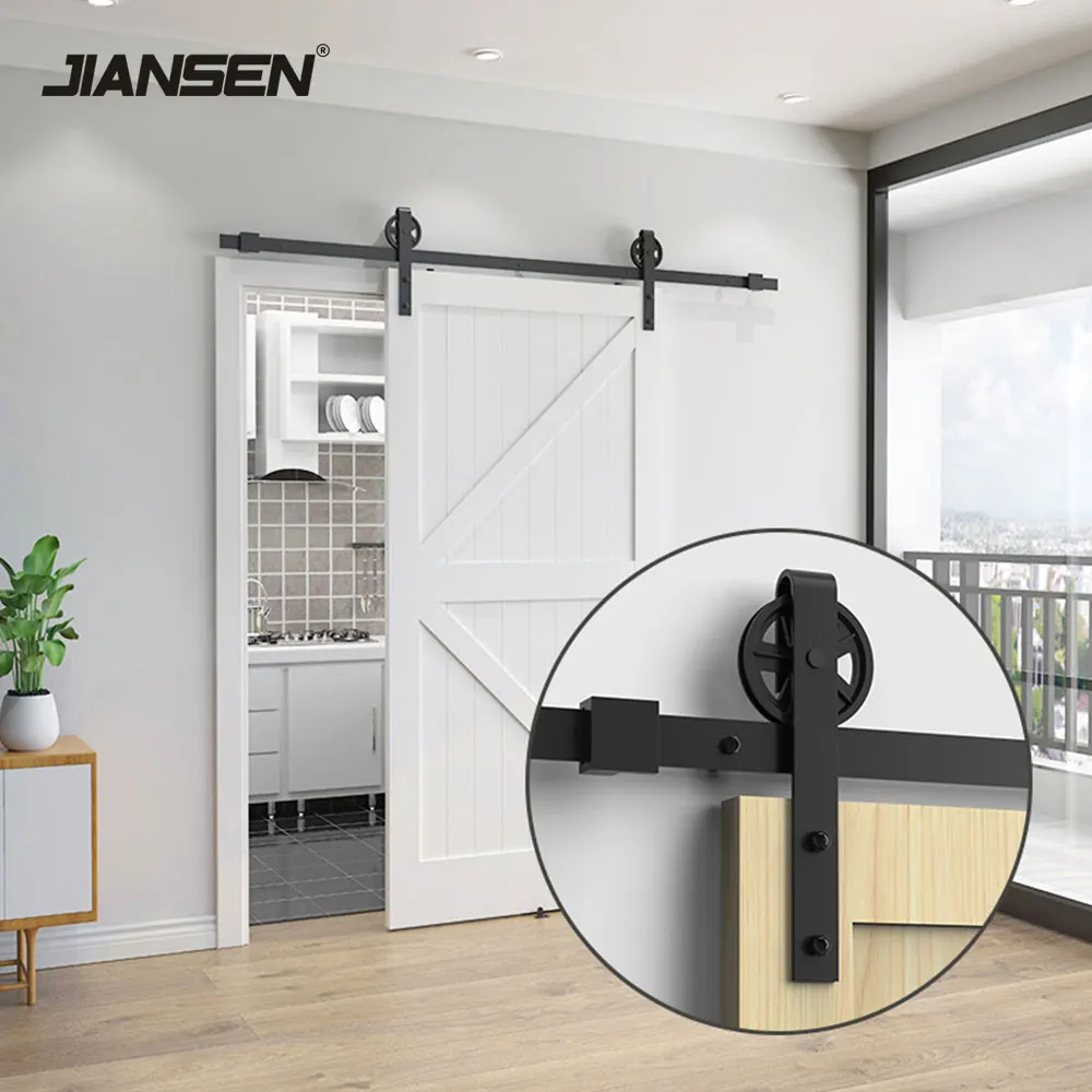 Customized 5-16 ft Modern Sturdy Barn Doors Hardware Big Wheel Rail Hanging Slide Track Barn Doors Hardware