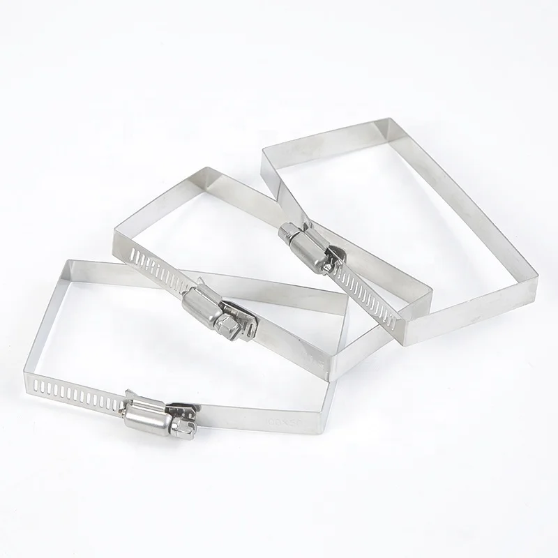 Stainless Steel Square Tube Clamp Bridge Hoop Pipe Clamps Rectangular American Type Hose Clips Tension Band Hose Clamp For Tube