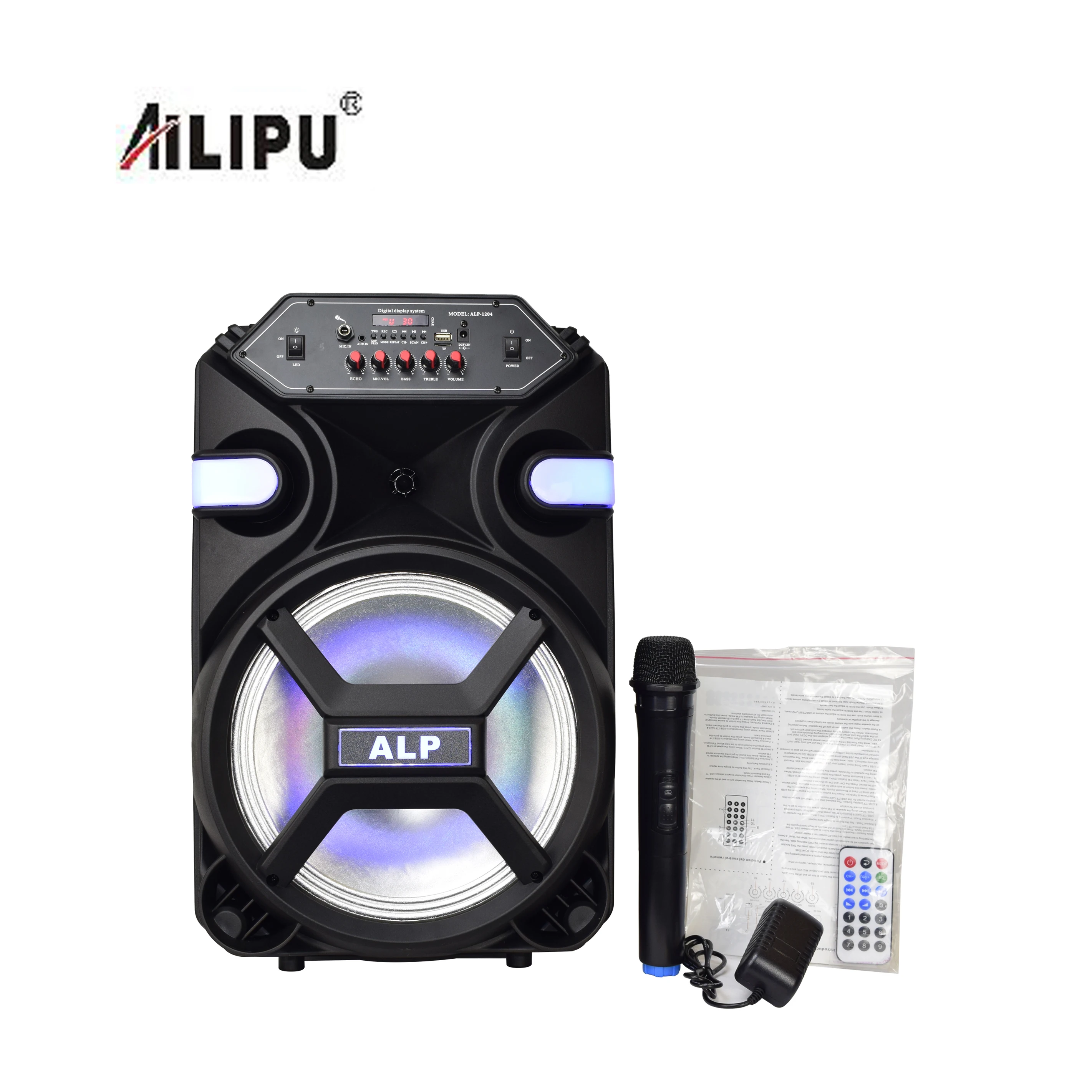 AILIPU 12 inch bt karaoke fashion party box rechargeable battery audio music song super ably portable trolley speaker