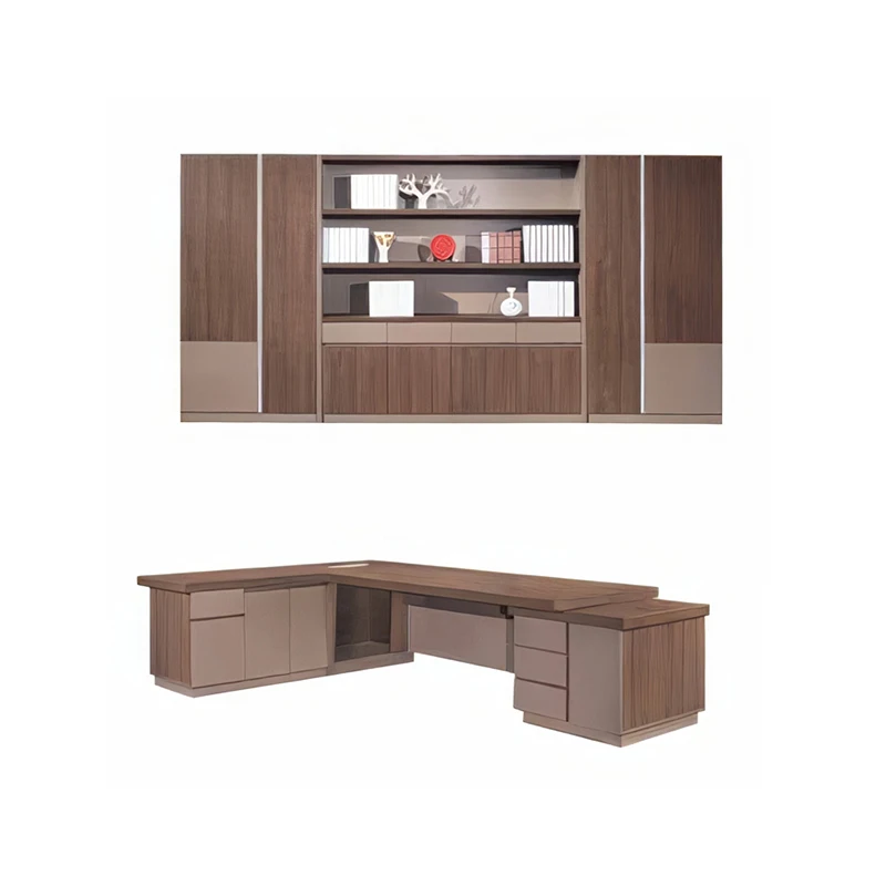 High End Modern Style Furniture New Design Office Specific Use and Director L-shape Office Table with Side Cabinet