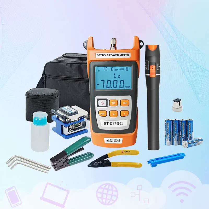 Ftth Set Bag Crimping Connector Cleaning Cable Optical Fiber Optic Termination Tool Kit Equipment