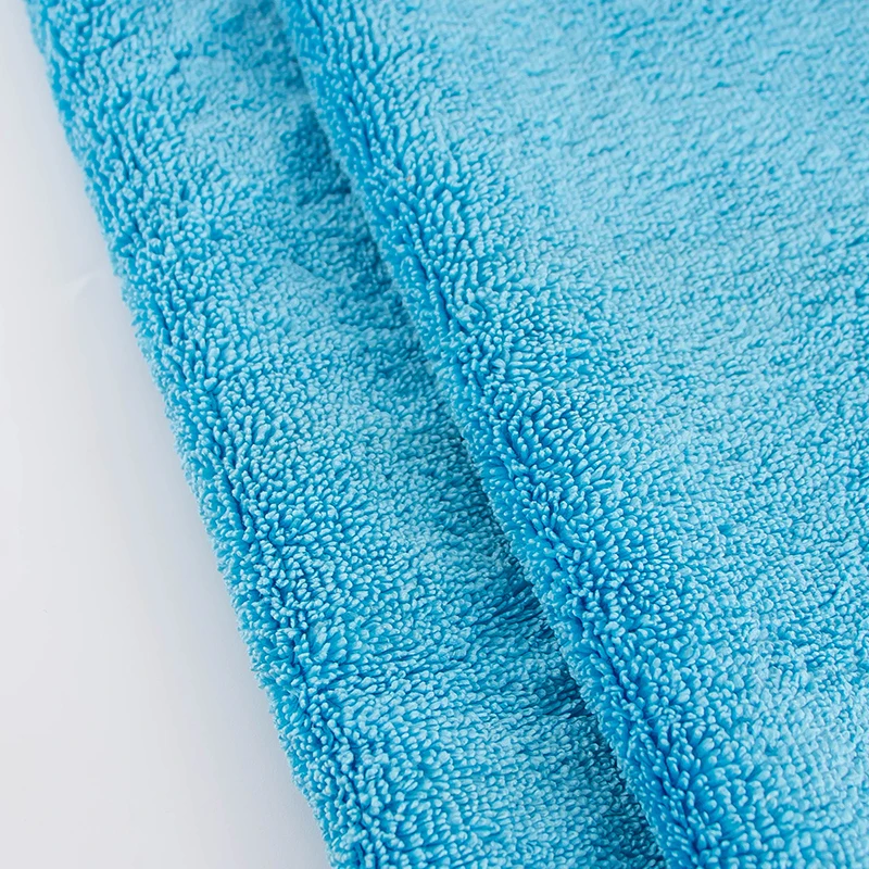 Microfiber Dual Pile Fabric Terry Cloth in Blue For Auto and Pet Dryer, Soft Fabric Long Piles