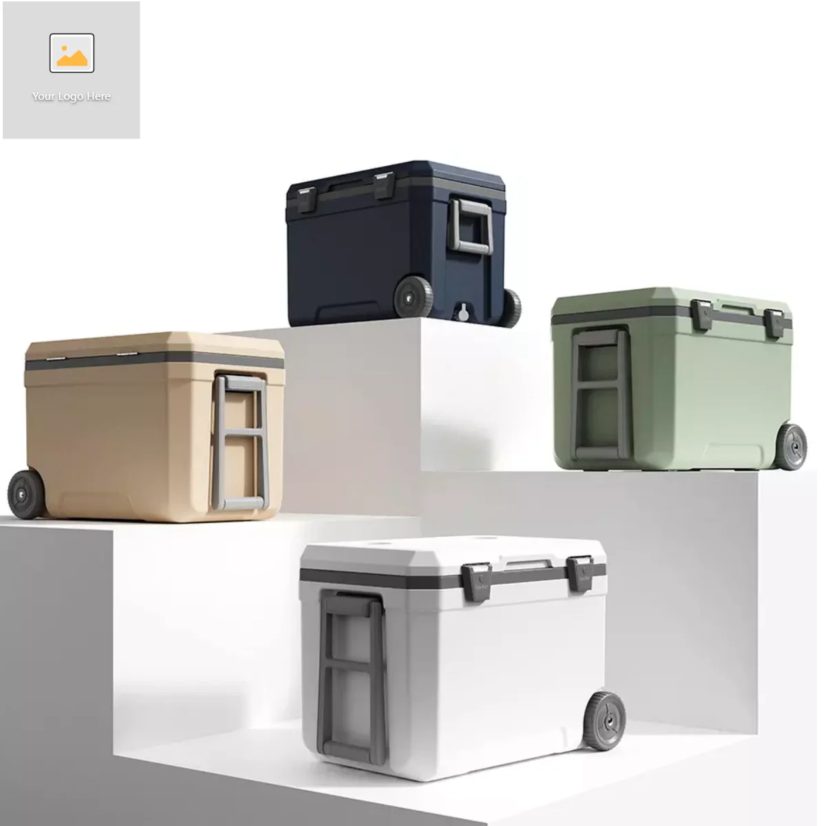 Customized  Hot big foldable plastic hard insulated  cooler box with table and chairs outdoor equipment set camping accessories