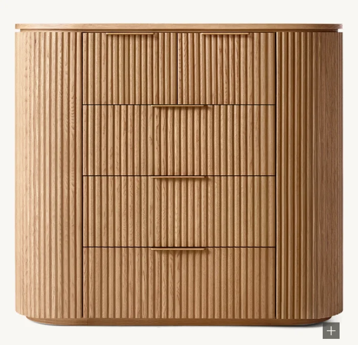 Luxury Antique Natural Solid Wood 5 drawers dresser