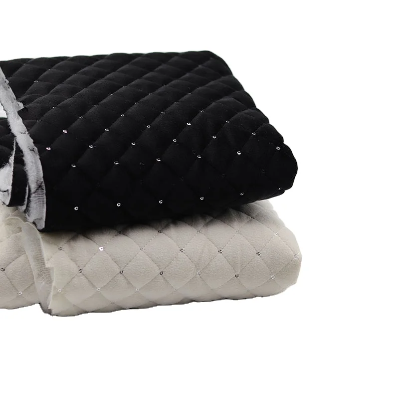 
Soft and delicate sequins velour quilting fabric textile wholesale for dress coat hat girls clothing sets manufacturer 