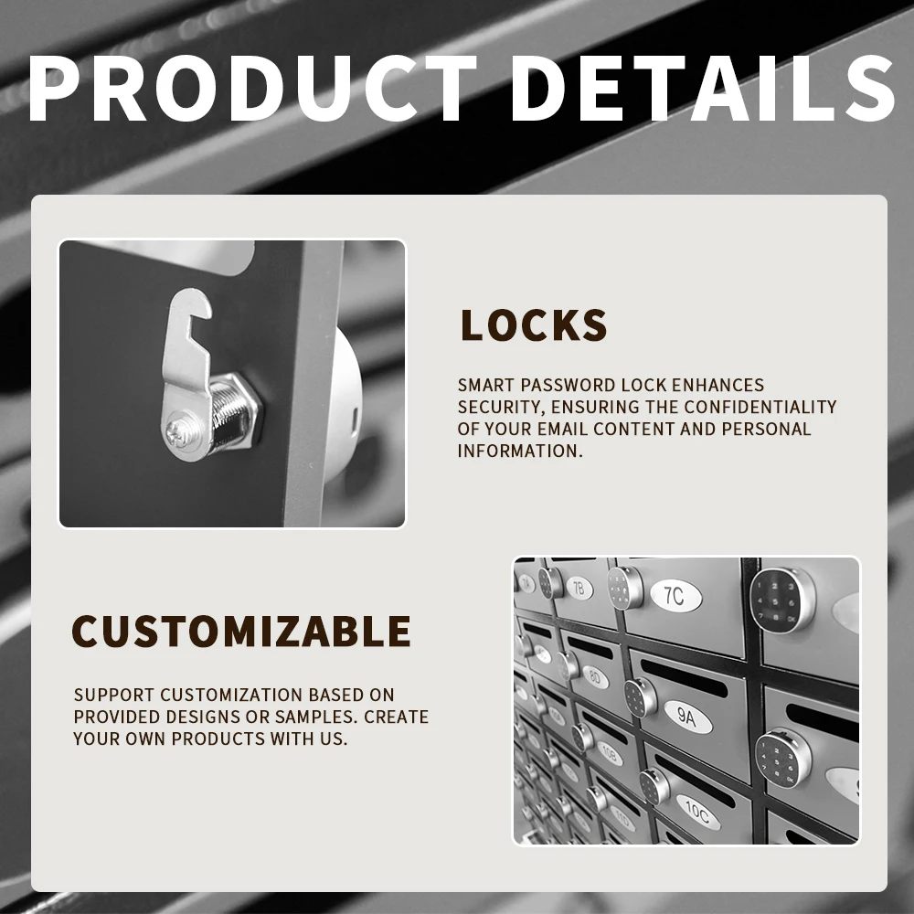 CHNSMILE Mailing Box with Digital Lock Black Customized Letterbox Commercial Mailboxes for Sale