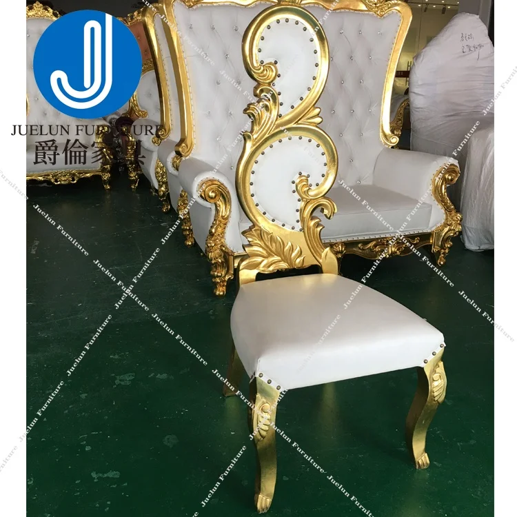 wholesale comfortable gold bride groom royal king chair royal chair set royal chair king throne