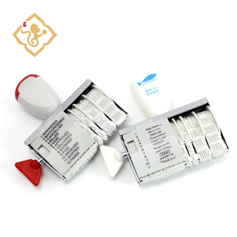Custom adjustable classic English text and number date stamp portable rubber date stamp