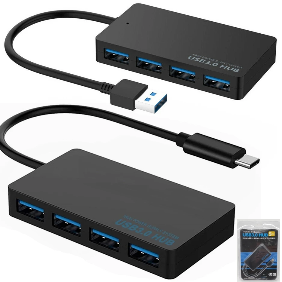 Ультра тонкий тип USB C 3 1 к 0 2 4-портовый концентратор данных конвертер адаптер-разветвитель с блоком питания постоянного тока для Порт Macbook Google