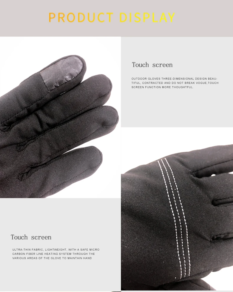 Winter USB Hand Warmer Electric Thermal Waterproof Heated Ski Gloves