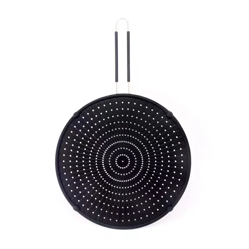 Heat Resistant Silicone Stainer with Handle Guard Against Boiling or Frying Pan Silicone Splatter Screen