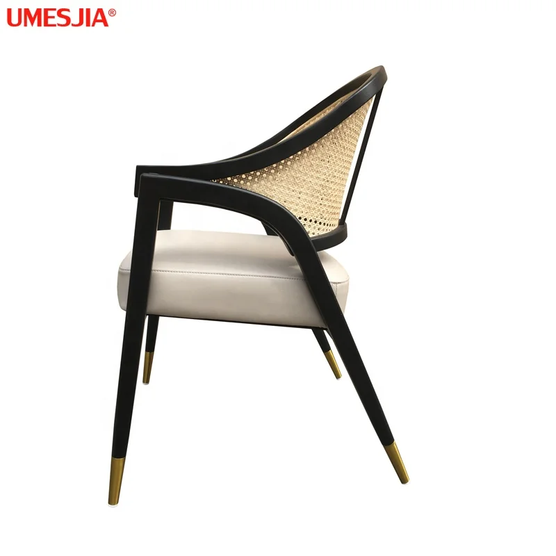 Light luxury solid wood dining  chair black coffee chair customizable Rattan chair Antique Furniture