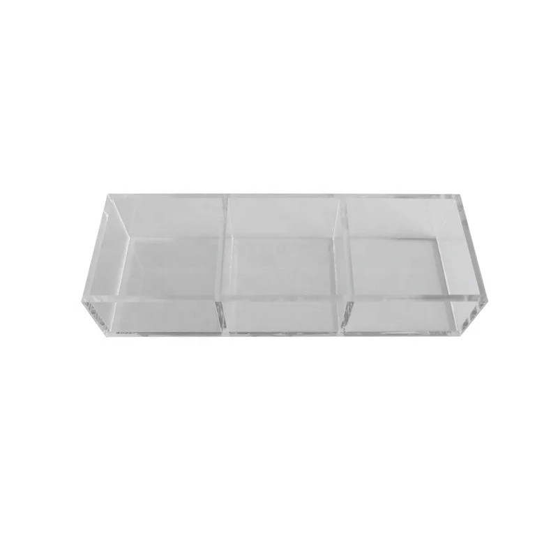 High Transparent 3 Compartment Acrylic Storage Display Box Customized