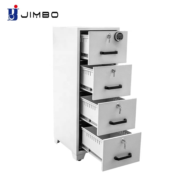 Drawer File Steel Filing Cabinets Hot Sale Electronic Security 2 3 4 Fireproof Vertical 4 Drawer Metal Office Furniture 40 MM
