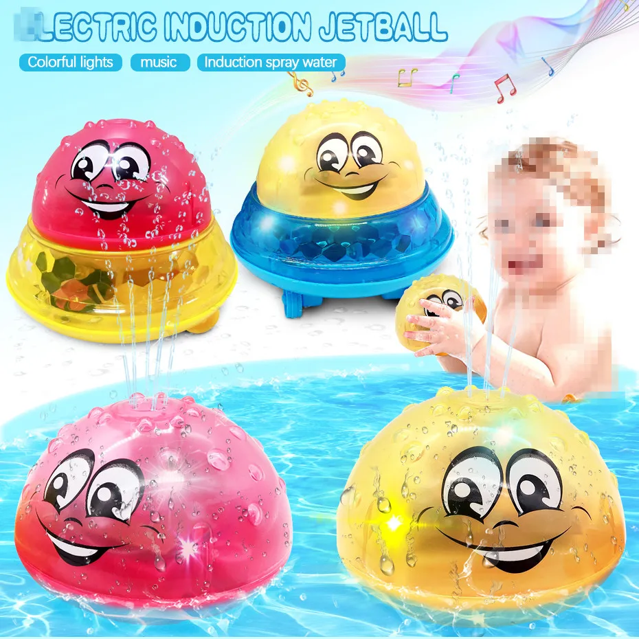 Bath Toys Ufo Style Spray Water Rotate with Light Shower Kids Toys for Children Toddler Swimming Party Bath LED Light Toys