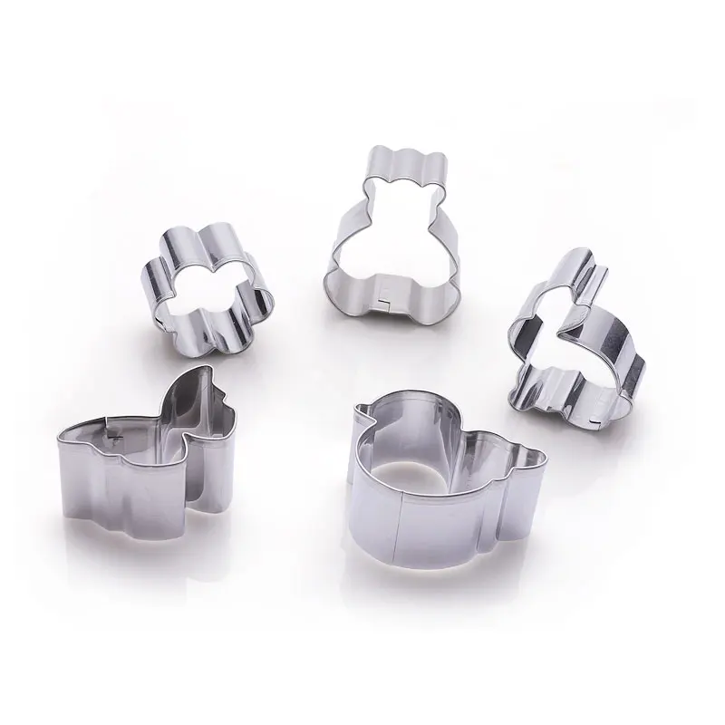 Practical bear chicken rabbit butterfly flower cute shapes children baking biscuits cutter tool cookie press set