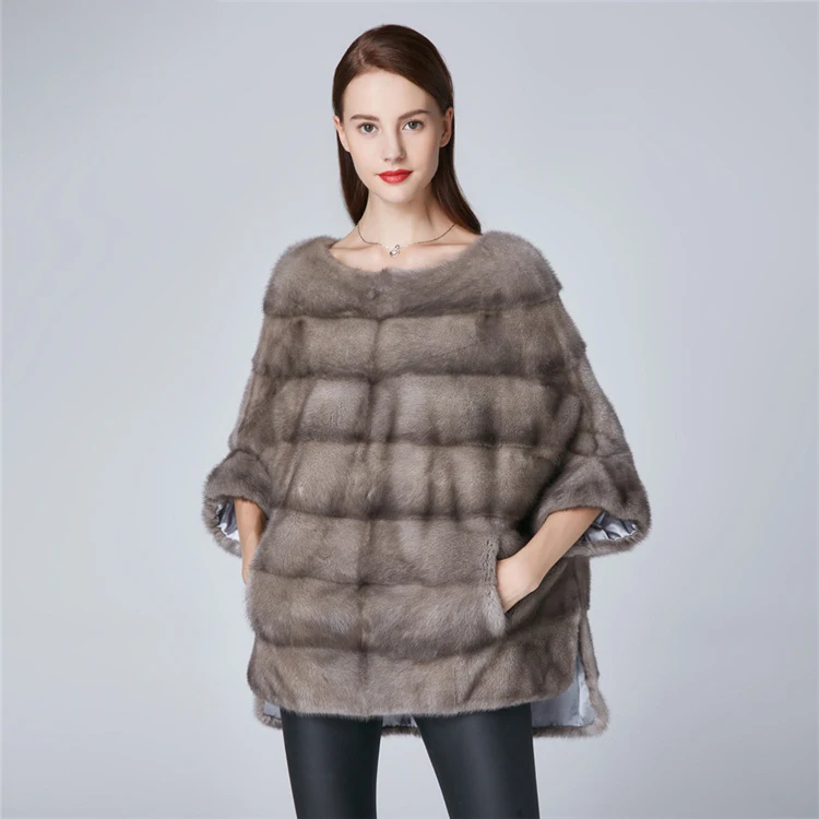 Casual Multicolor Selection Real Natural Mink Fur Cropped Coats For Outdoor Women