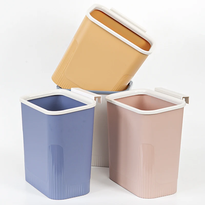 kitchen on cabinet door hanging trash can with plastic lid wall mounted fruit rubbish bin dustbin rubbish