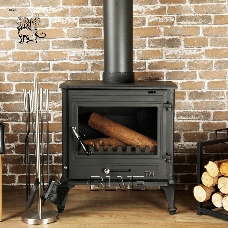 BLVE Modern Design Cast Iron Stoves Firewood Burning Heaters Unique Freestanding Fireplace Indoor Wood Burning