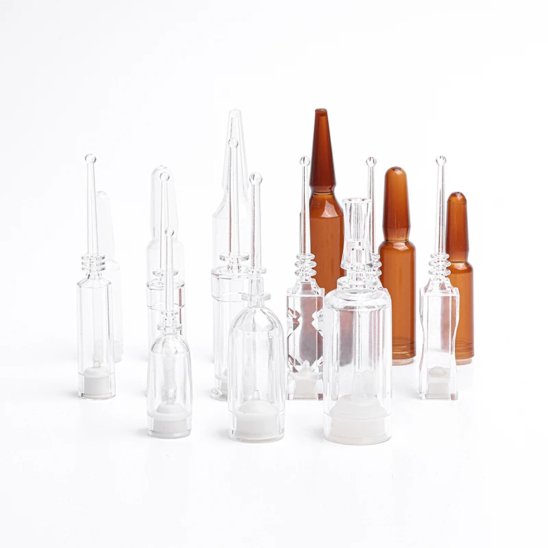 1/2/3/5/10/20ml Plastic Ampoule Bottle Amber Clear Serum Medical Syringe Ampoule Bottle Cosmetic Essence Fragrance Container