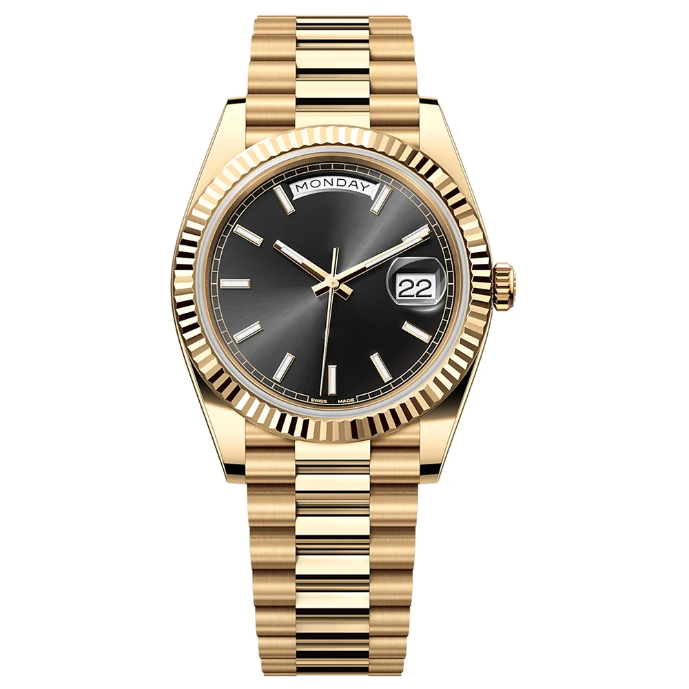 luxury watches men Yellow Gold watch President Date 40mm Champagne Roman Marker Dial Sapphire Crystal 3255 automatic AAA watch