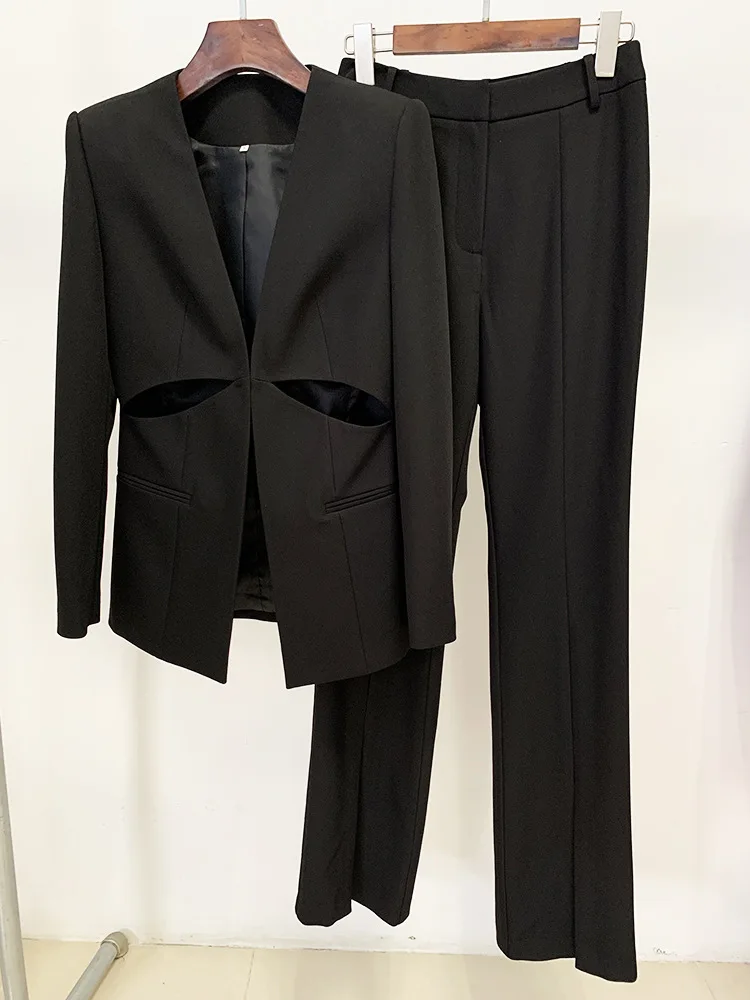 New Designer 2 piece set Suits Set Celebrity Runway Causal Blazer Set &Pants Women Blazers