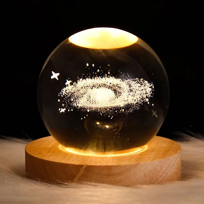 3D Art Crystal Ball Night Lamp Ball Decoration USB Led Night Lights Desktop Home Decor Saturn Lamp