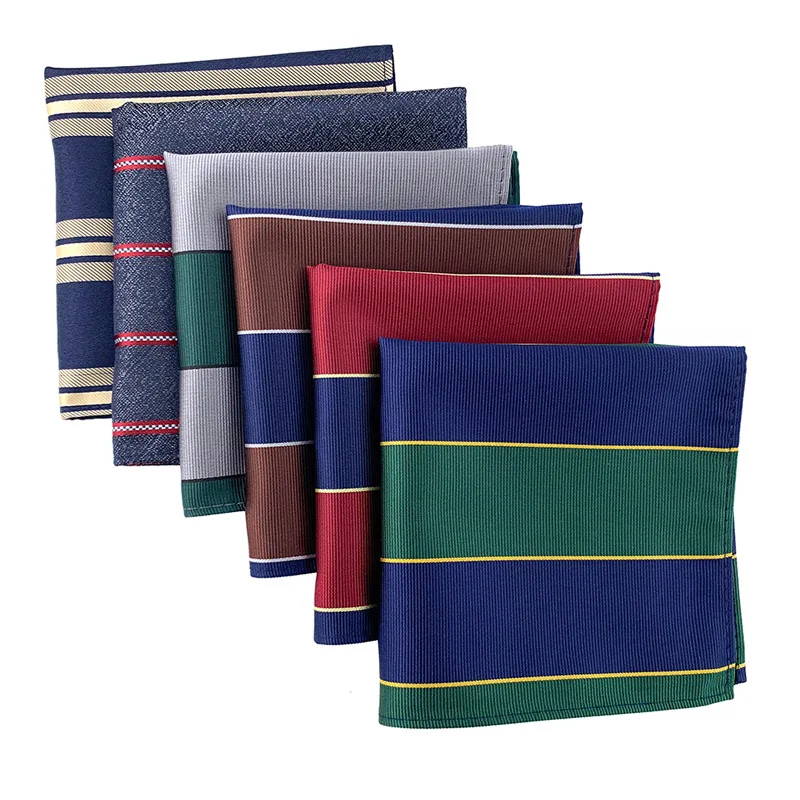 25cm Pocket Square  Stripe  Multicolor Optional Screen Printing Paisley Handkerchiefs  For Men