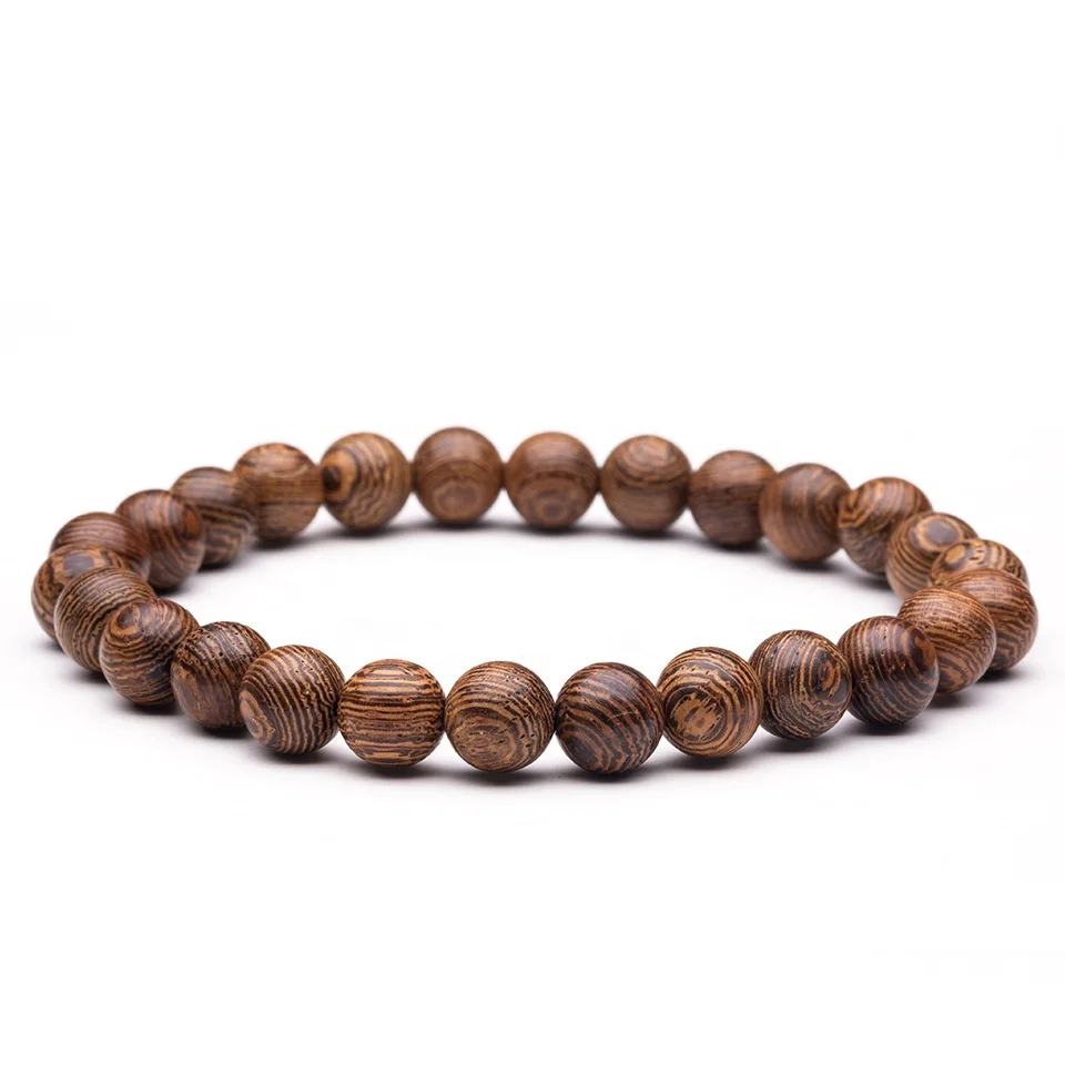 SC Hot Natural Wood Beads Bracelet Energy Hematite Yoga Bracelet Elastic Buddhist Prayer Buddha Bracelet for Women Men
