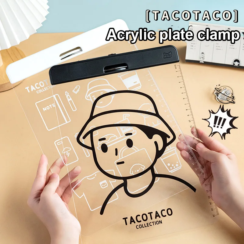 Practical Hot Sale A4 Acrylic Board Clip Transparent Student Cartoon Clipboard Hard Pad Stationery Creative Student Clipboard