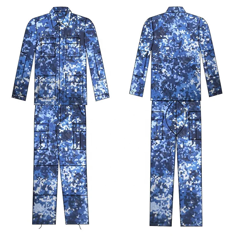 KMS OEM Combat Tactical Suit Pantalon Uniforme Tactico Blue Digital BDU Tactical Clothing Camouflage Uniform For Men Training
