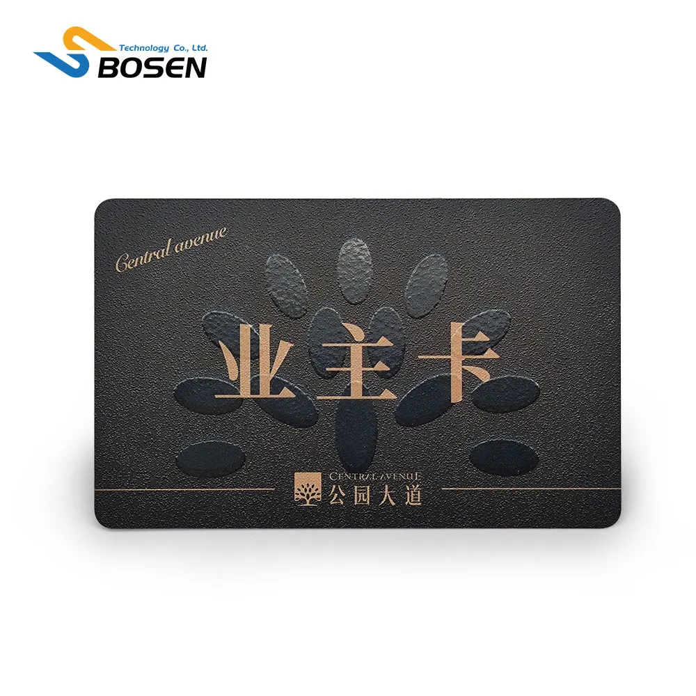 UV Spot Printed Black Plastic Material PVC Business VIP Membership Card