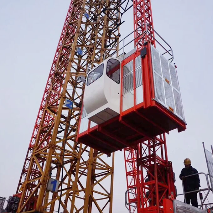 Строительная клетка, подъемник с одной клеткой, подъемник, строительный подъемник