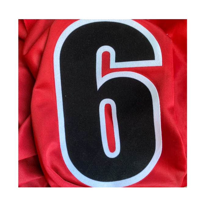 2021 new Sedex Approved factory custom flock number with velvet effect heat transfer for athlete sports jersey