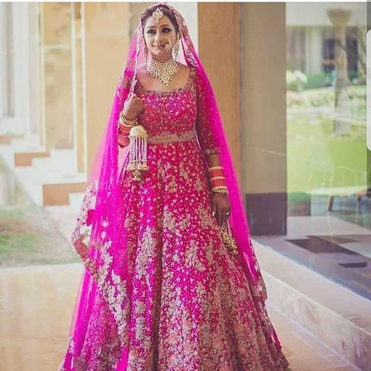 Bridal-Indian/Pakistani-Elegant Floor Length dress with Beautiful Embellished in crystal glass beads stone work for Wedding-2020