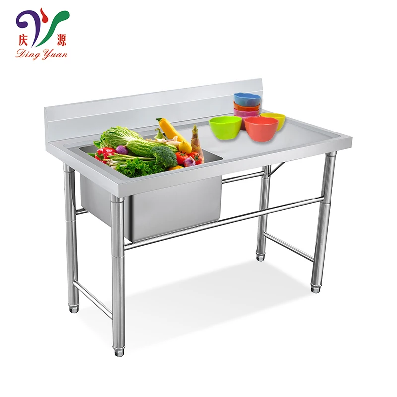 Custom size commercial 201 304 stainless steel restaurant sink compartment kitchen sink table