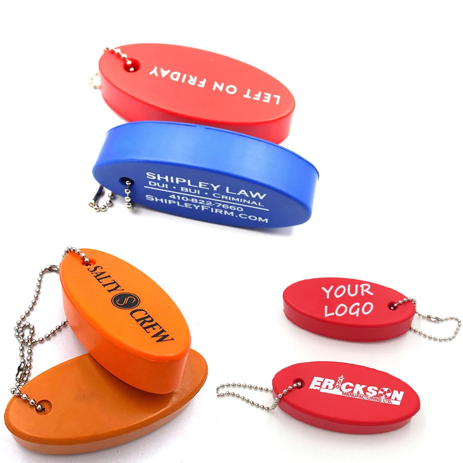 PU Foam Floating Key Chain Custom Logo Oval Float Key Rings Keychain For Boating Fishing Kite Surfing Sailing Outdoor Sports