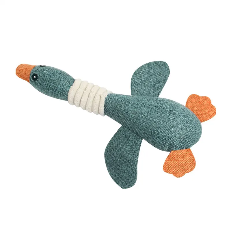 Funny Dog Chew Squeaky Plush Toy Wild Goose Design Squeaker Chewing Toys Pet Dog Teeth Cleaning Squeaky Toy
