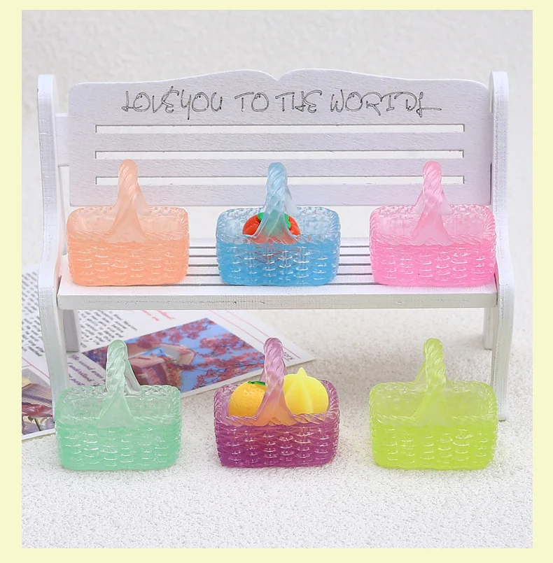 2024 Cute Mini Resin Storage Basket Model Miniatures Decoration Accessories Toys Doll House Fairy Garden Diy Accessories