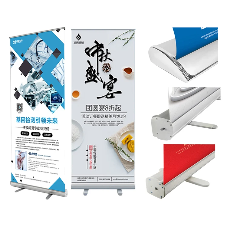 Easy Up And Folding Roll Up Horizontal Banner Stand Cheap Standard Size Of Roll Up Banner Stand